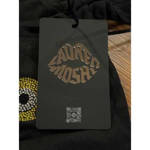 Lauren Moshi Crystal Rainbow Evil Eye T-Shirt Top Black Small New With Tag - Picture 5 of 8